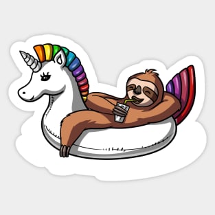 Sloth Riding Unicorn Float Sticker